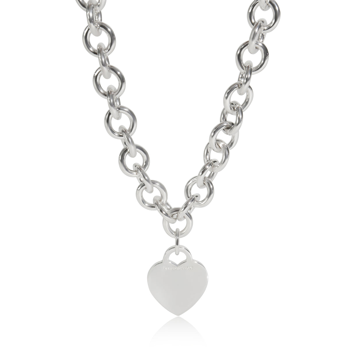 Sterling Silver  Heart Tag Necklace