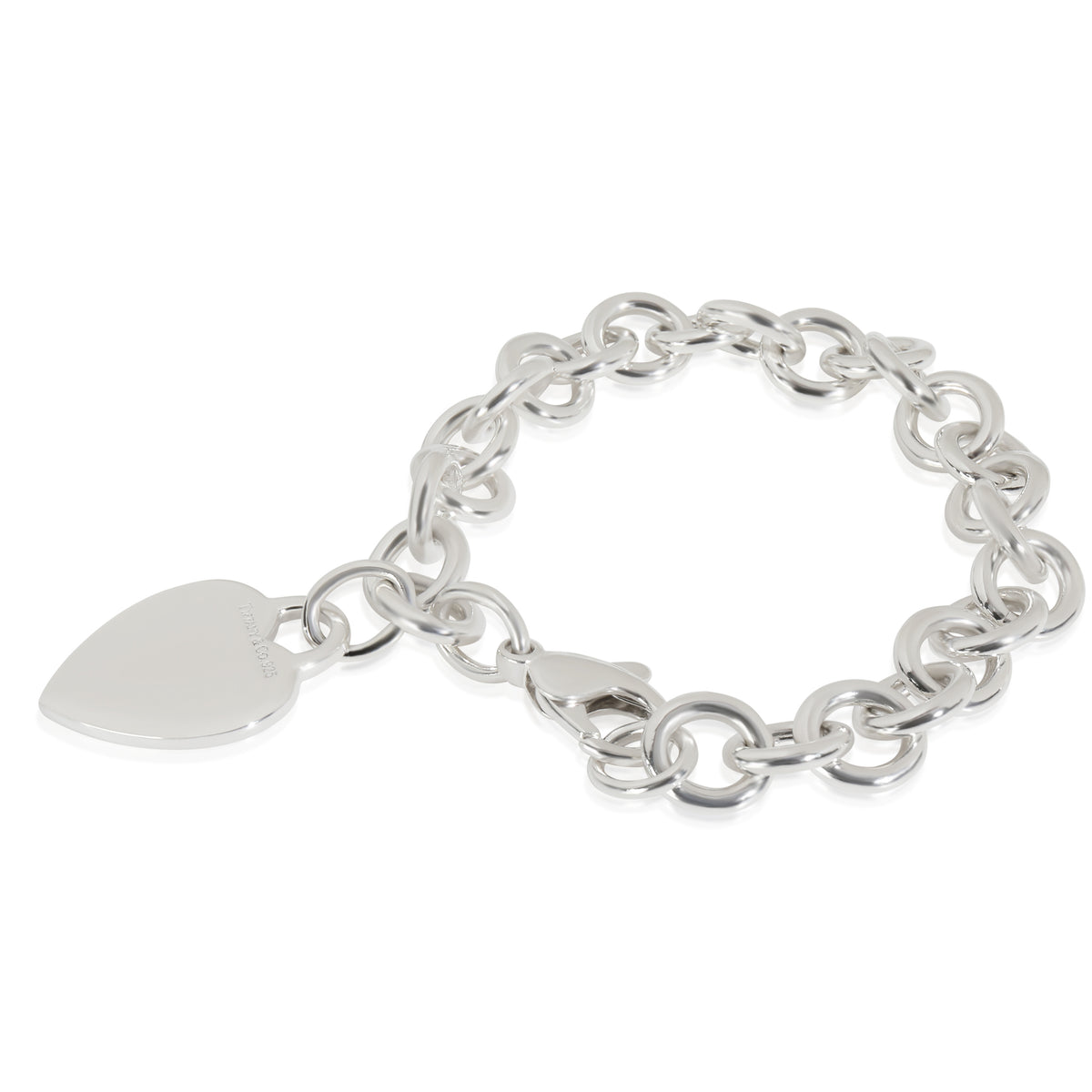 Sterling Silver  Heart Tag Bracelet