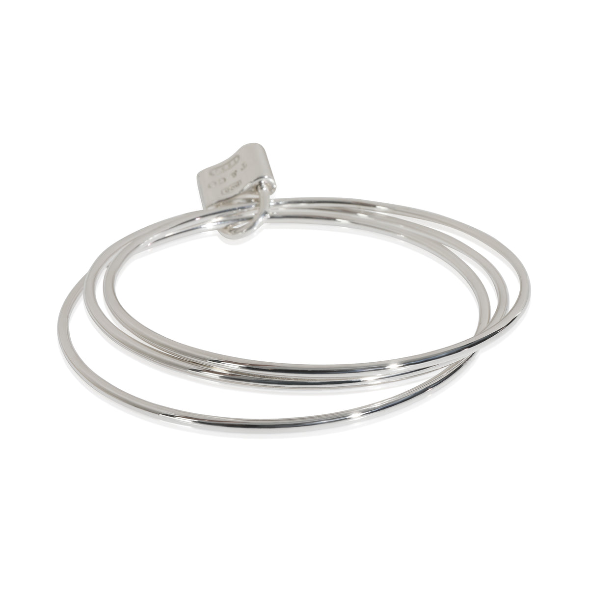 Sterling Silver  1837 Lock Triple Bangle Bracelet