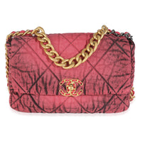 Red Washed Denim Quilted Medium Chanel 19 Flap Bag