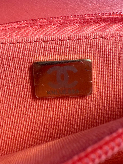 Pink Quilted Lambskin Classic Wallet On Chain