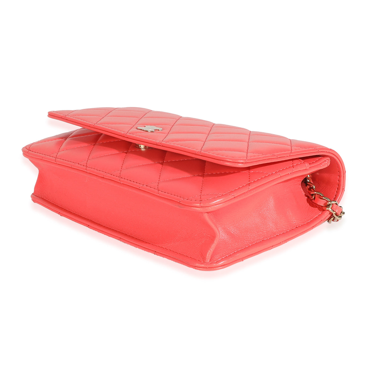Pink Quilted Lambskin Classic Wallet On Chain