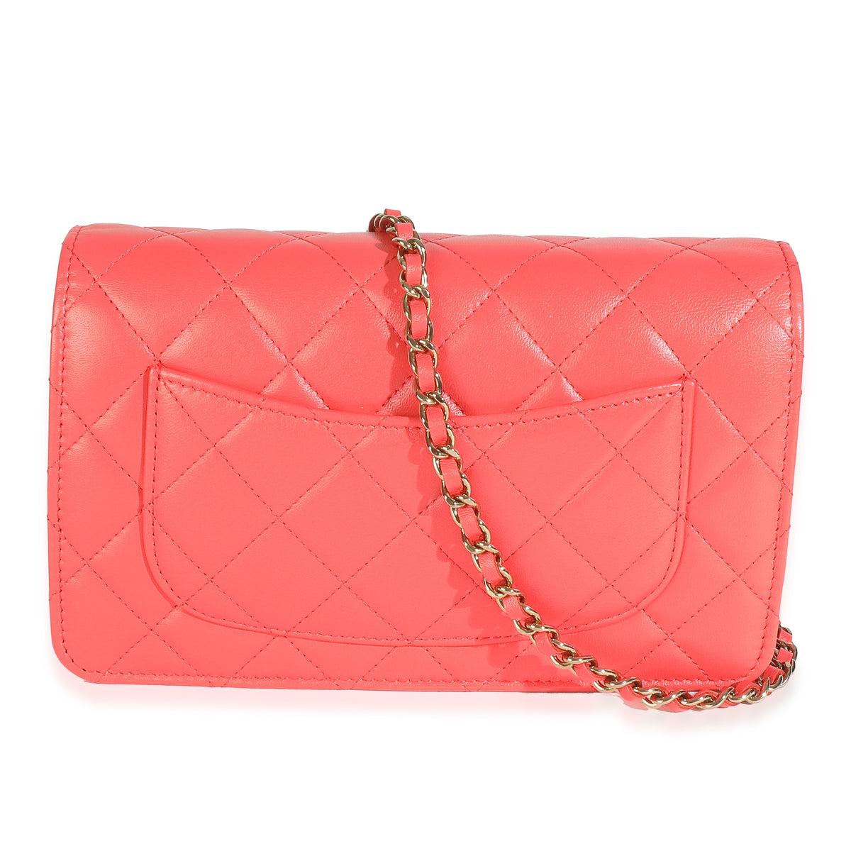 Pink Quilted Lambskin Classic Wallet On Chain