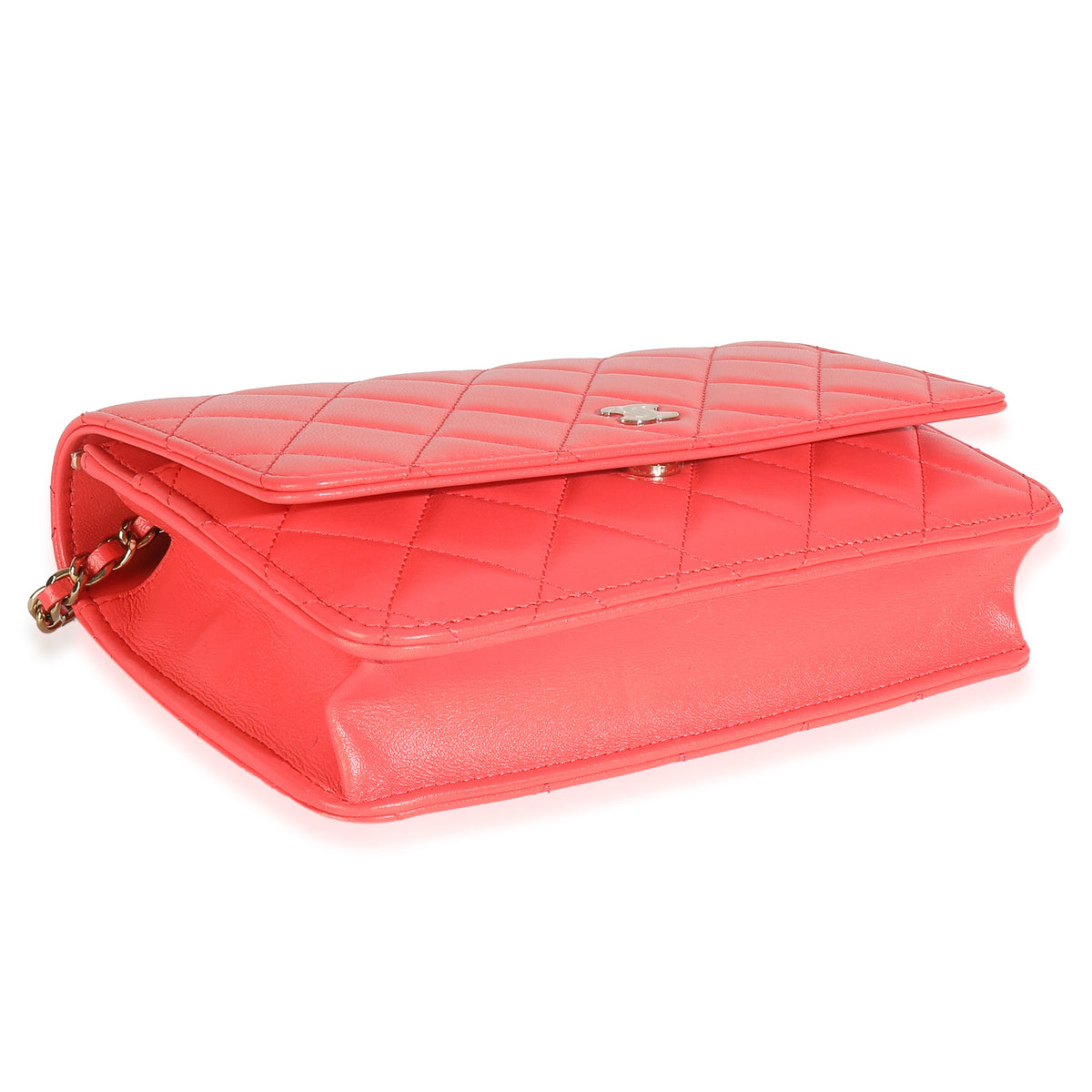Pink Quilted Lambskin Classic Wallet On Chain