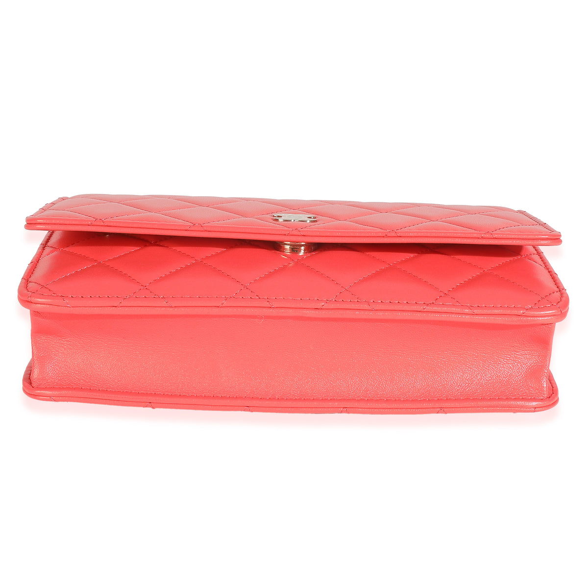 Pink Quilted Lambskin Classic Wallet On Chain
