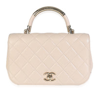 Beige Quilted Lambskin Small Carry Chic Flap Bag