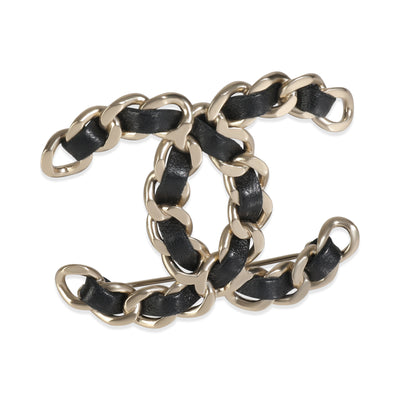 Gold-Plated  2016 Leather CC Brooch