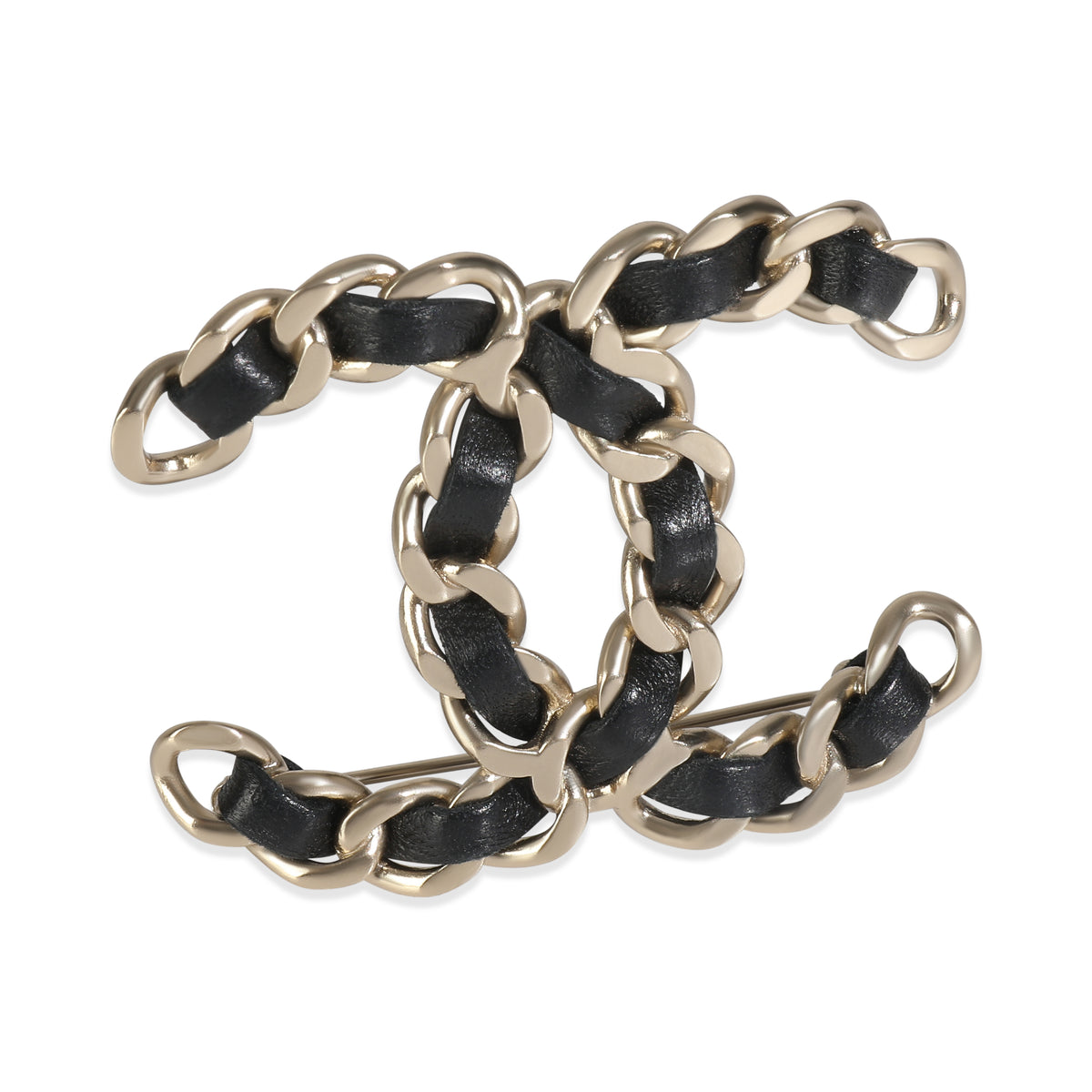 Gold-Plated  2016 Leather CC Brooch