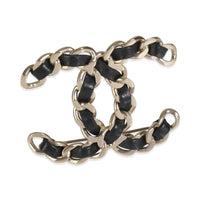 Gold-Plated  2016 Leather CC Brooch