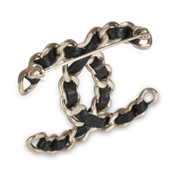 Gold-Plated  2016 Leather CC Brooch