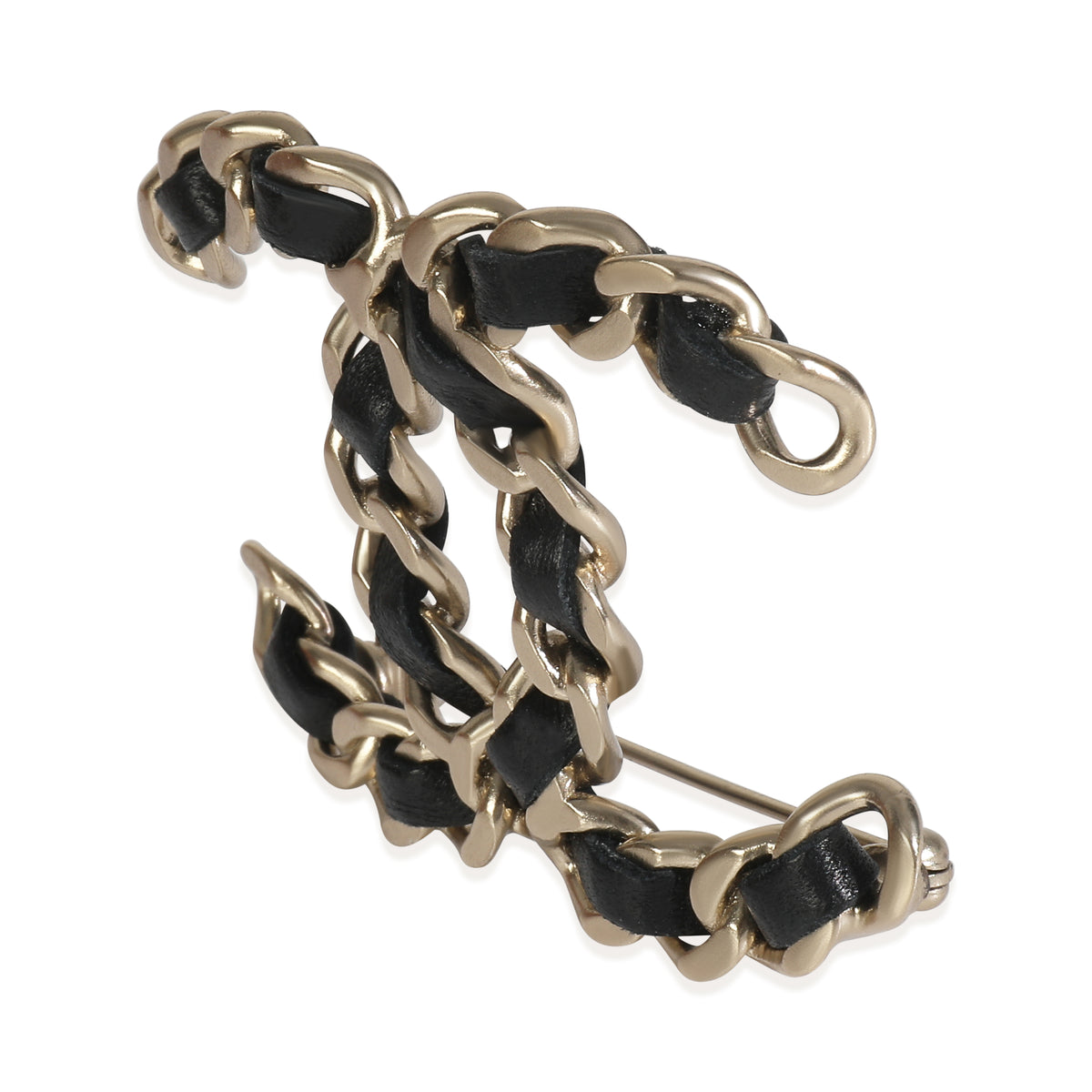 Gold-Plated  2016 Leather CC Brooch