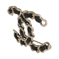 Gold-Plated  2016 Leather CC Brooch