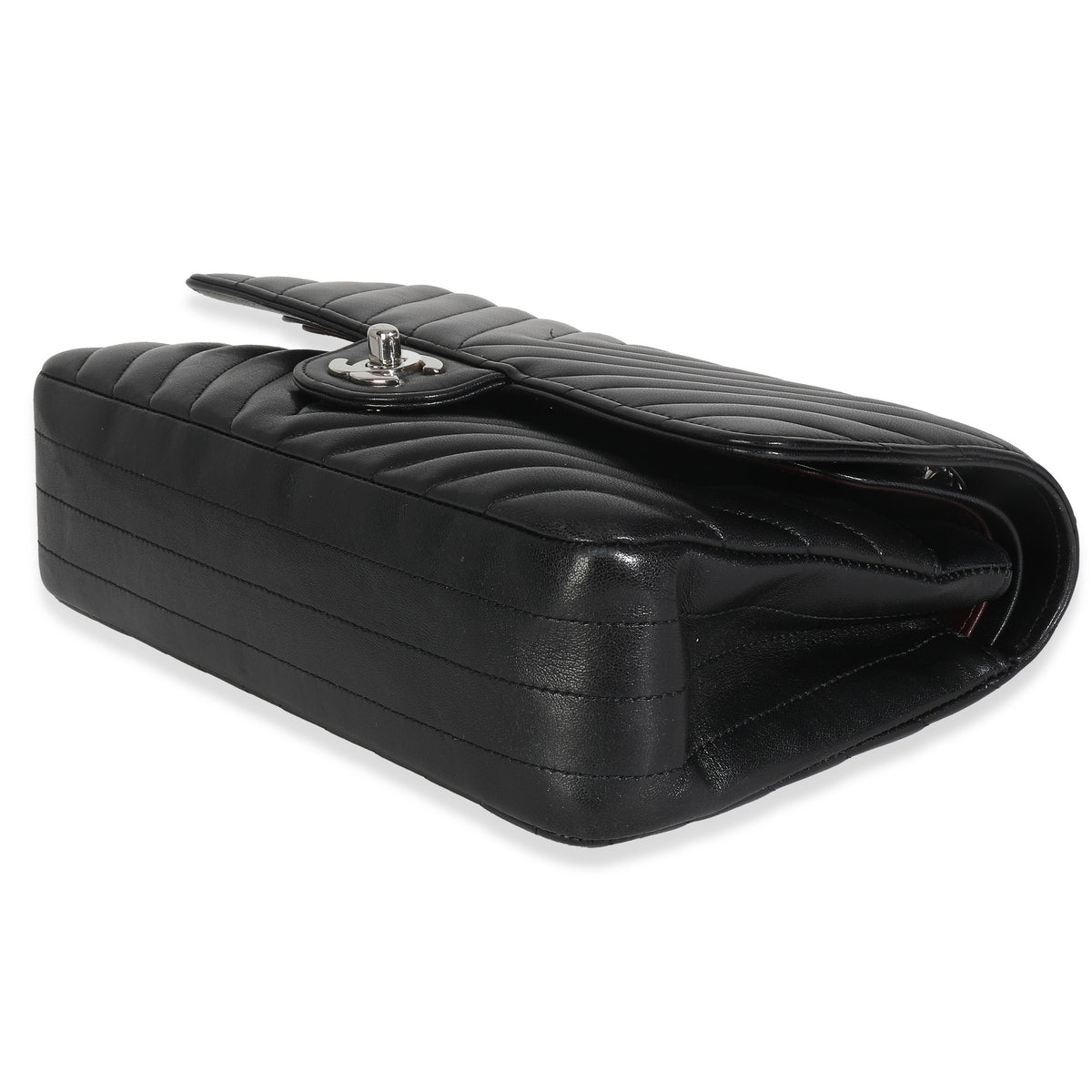 Black Lambskin Chevron Medium Classic Double Flap Bag