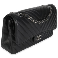 Black Lambskin Chevron Medium Classic Double Flap Bag