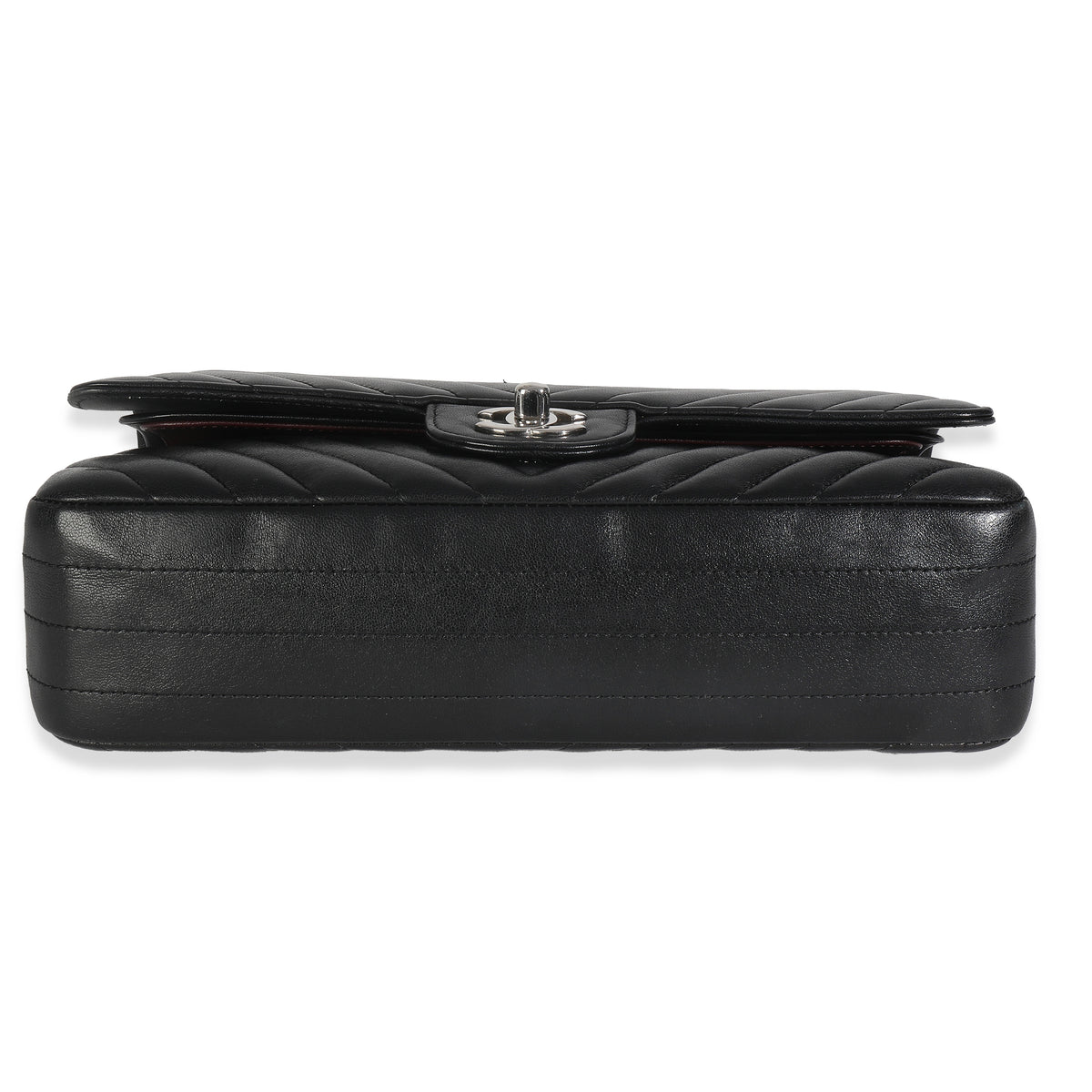 Black Lambskin Chevron Medium Classic Double Flap Bag