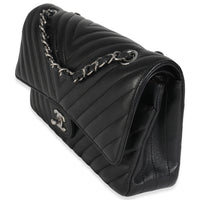 Black Lambskin Chevron Medium Classic Double Flap Bag