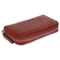Cherry Gloss Crocodile Zip Around Card Case