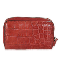 Cherry Gloss Crocodile Zip Around Card Case