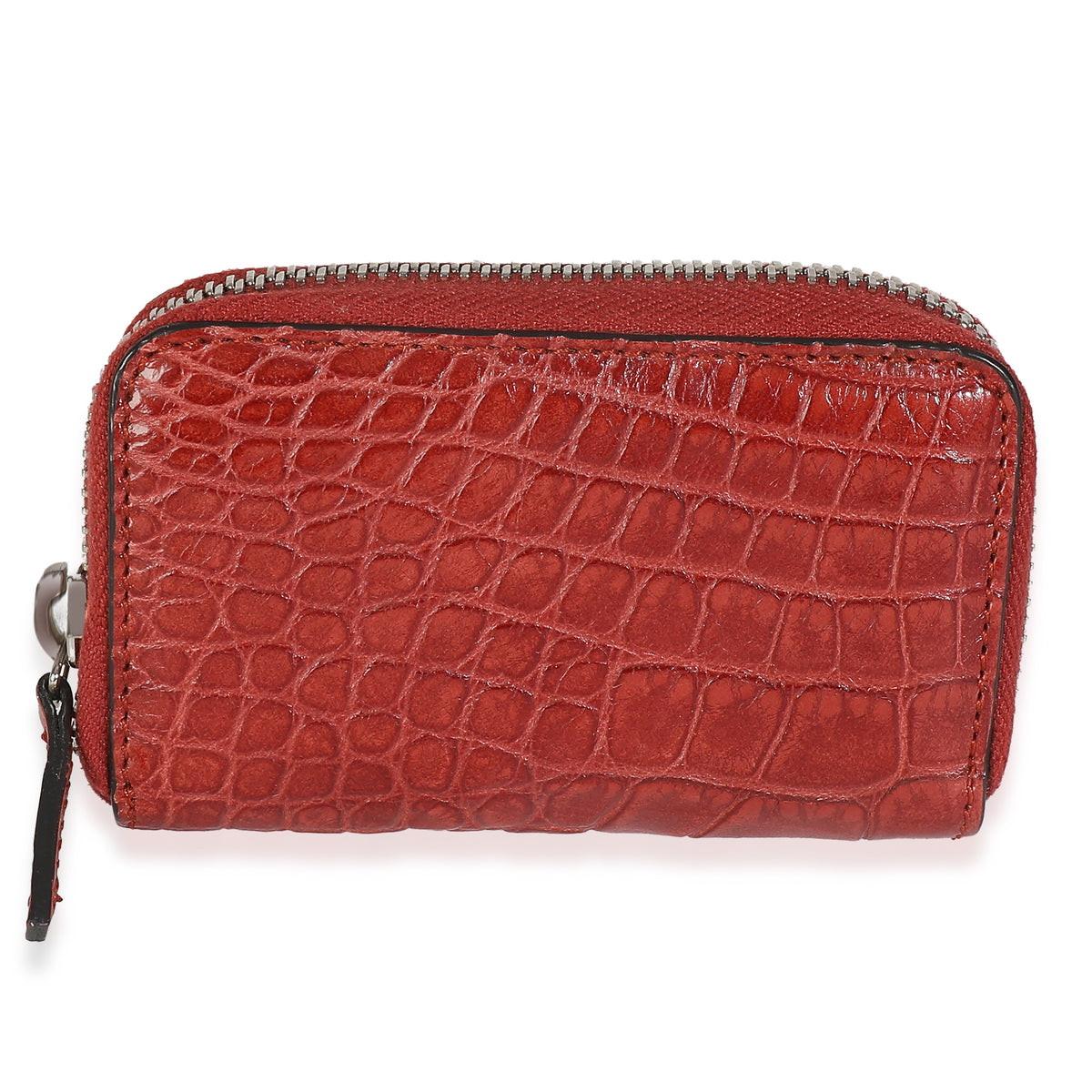 Cherry Gloss Crocodile Zip Around Card Case