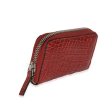 Cherry Gloss Crocodile Zip Around Card Case