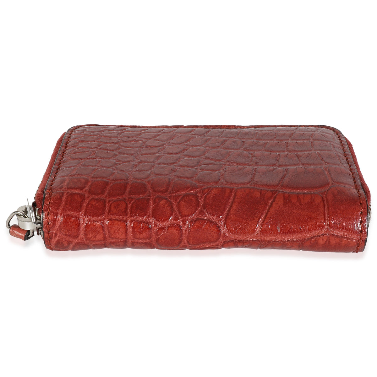 Cherry Gloss Crocodile Zip Around Card Case