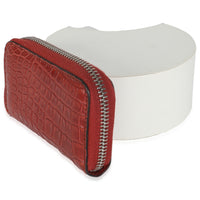 Cherry Gloss Crocodile Zip Around Card Case