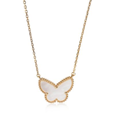 Yellow Gold Mother Of Pearl Lucky Alhambra Butterfly Pendant