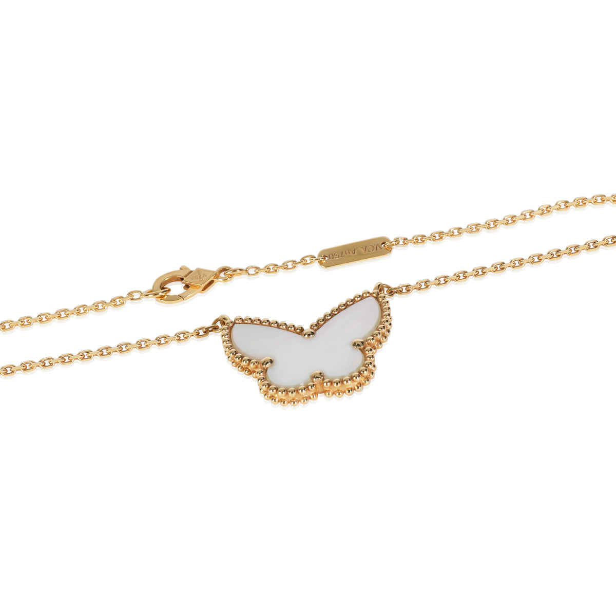 Yellow Gold Mother Of Pearl Lucky Alhambra Butterfly Pendant