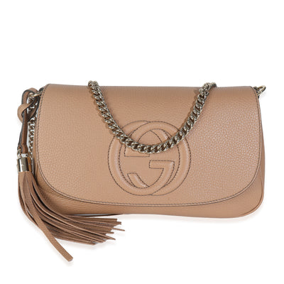 Camelia Pebbled Calfskin Medium Soho Flap Crossbody