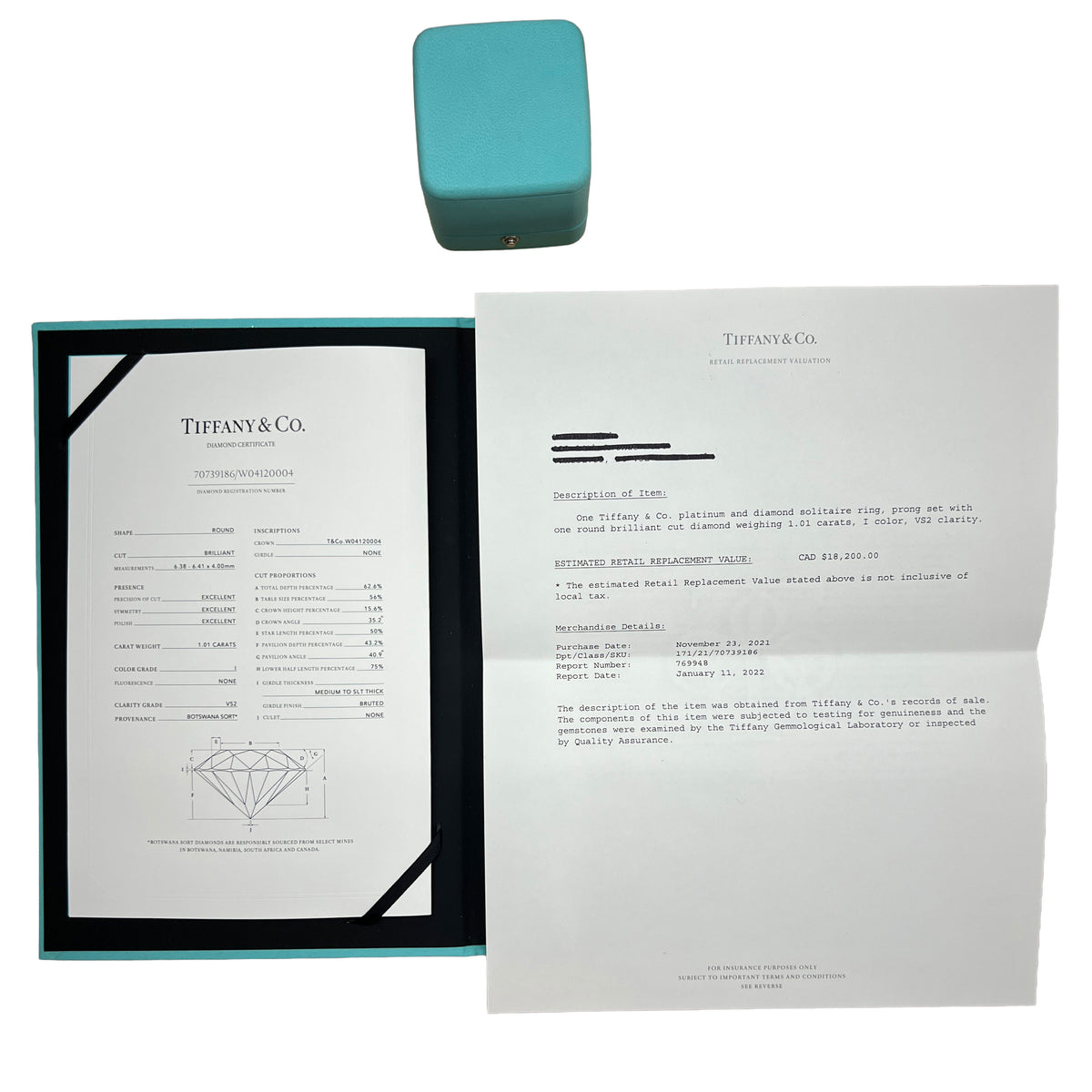 1.01 ct Round Brilliant Diamond Engagement Ring