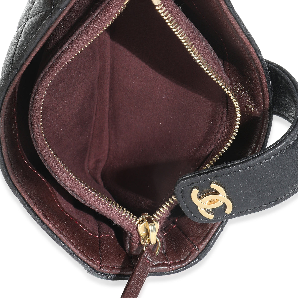 Black Quilted Lambskin Mini Phone Holder Clutch