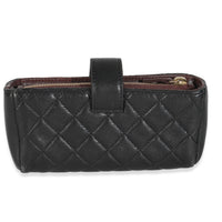 Black Quilted Lambskin Mini Phone Holder Clutch