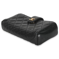 Black Quilted Lambskin Mini Phone Holder Clutch