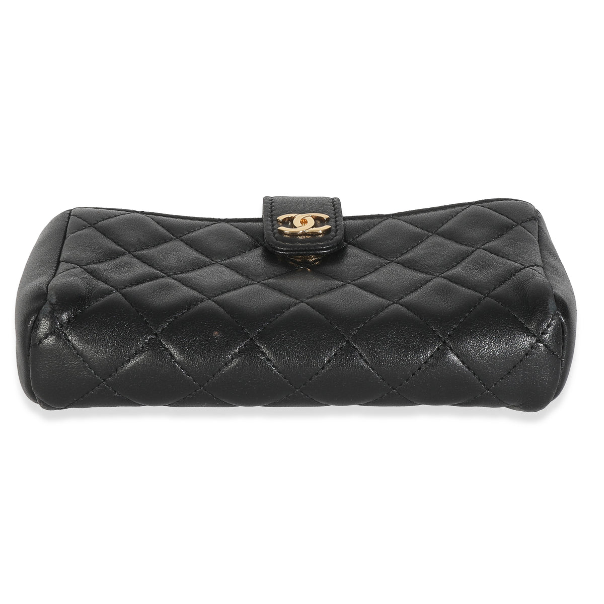 Black Quilted Lambskin Mini Phone Holder Clutch
