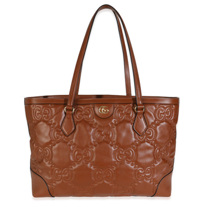 Brown GG Matelasse Calfskin Medium Ophidia Tote