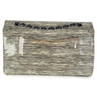 Black White Striped Patent Medium Classic Double Flap Bag