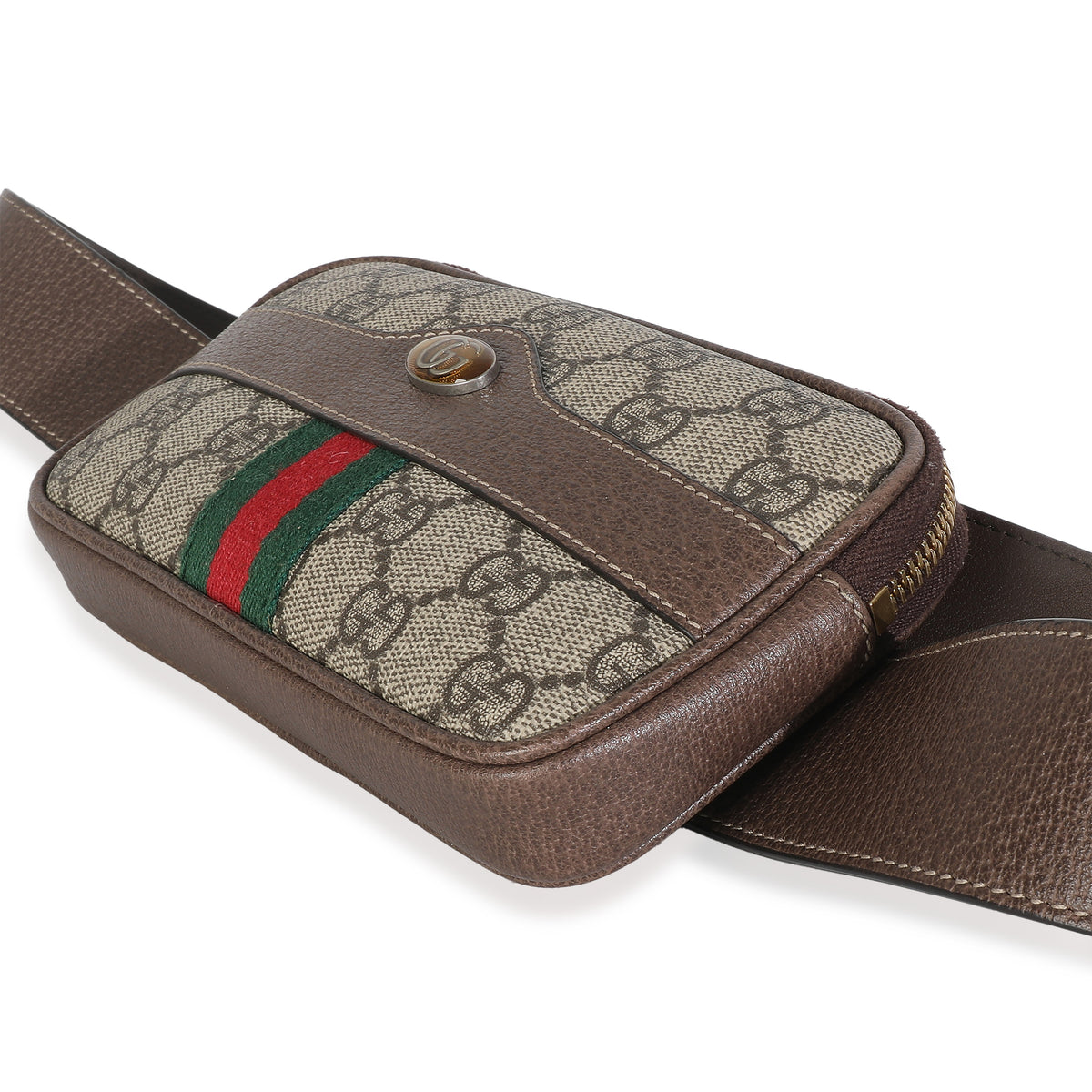 Beige Ebony GG Supreme Canvas Small Ophidia Belt Bag 85/34