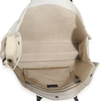 Black Natural Linen Calfskin Rive Gauche Tote