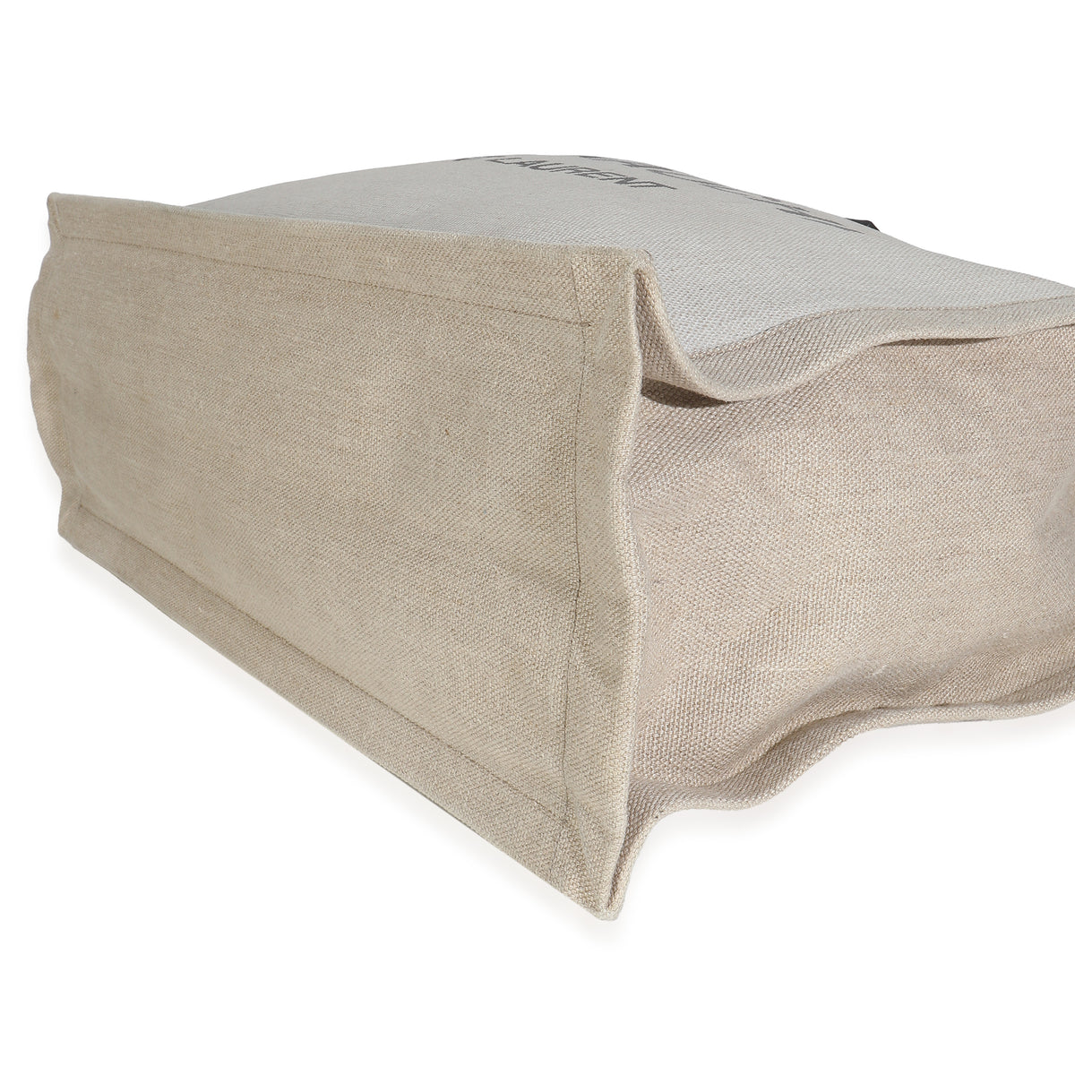 Black Natural Linen Calfskin Rive Gauche Tote