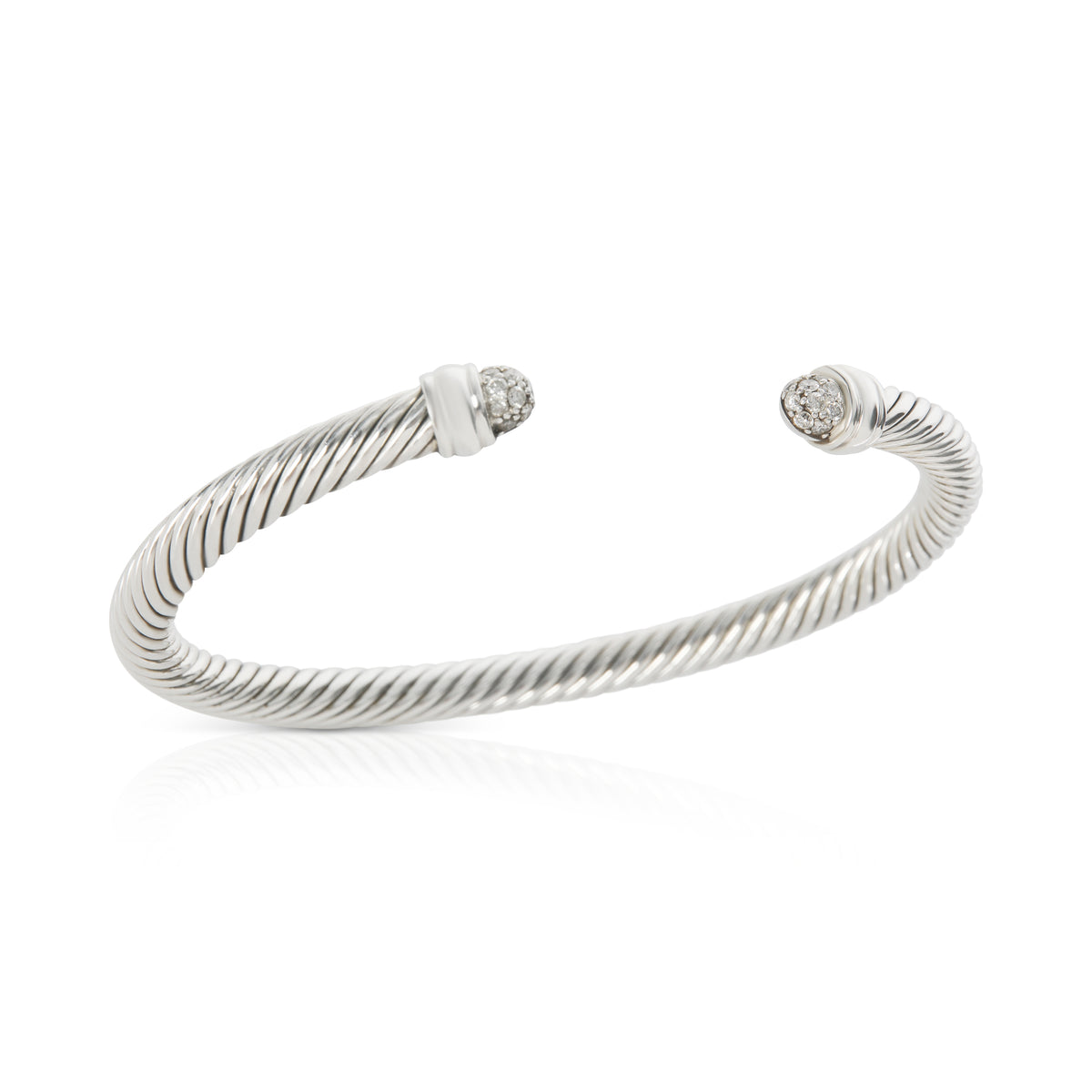 Sterling Silver Diamond Cable Classic Bracelet