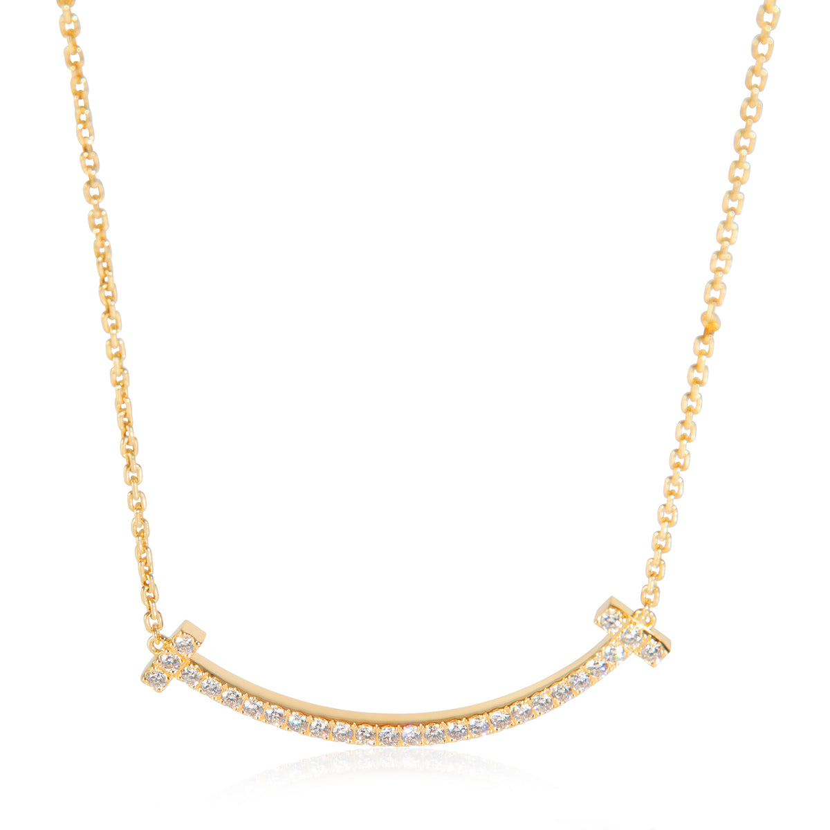 Yellow Gold Diamond Medium Model Tiffany T Smile Pendant