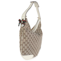 Off White Beige GG Monogram Canvas Princy Hobo