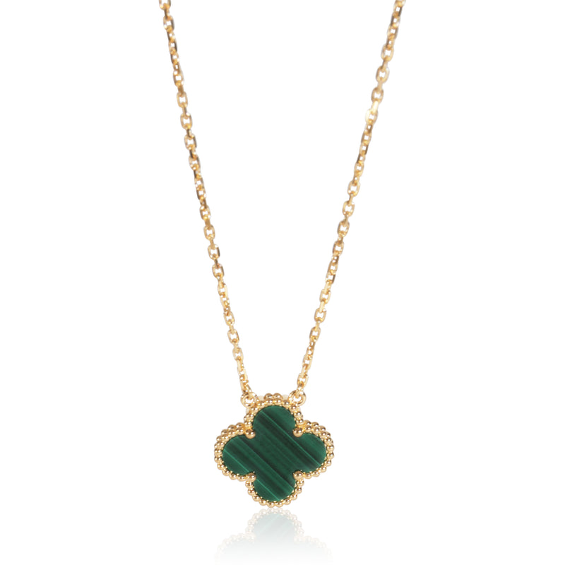 Yellow Gold Malachite Vintage Alhambra Pendant