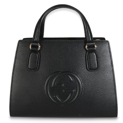 Black Dollar Calfskin Medium Soho Top Handle Satchel