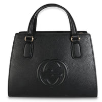 Black Dollar Calfskin Medium Soho Top Handle Satchel