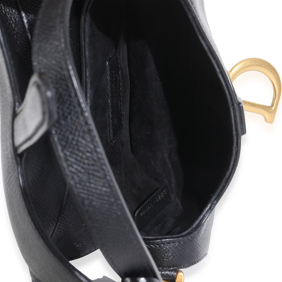 Black Grained Calfskin Mini Saddle Bag