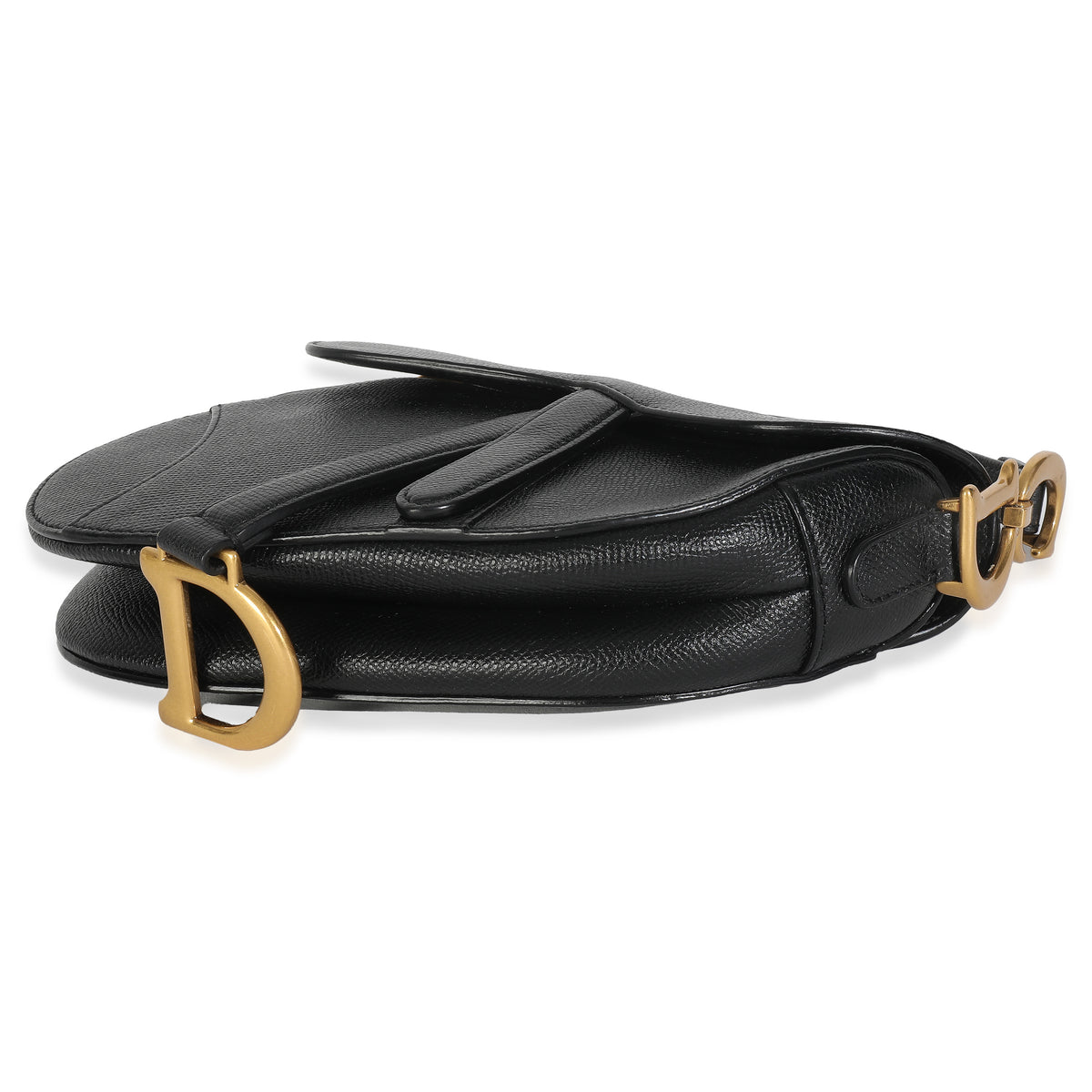 Black Grained Calfskin Mini Saddle Bag