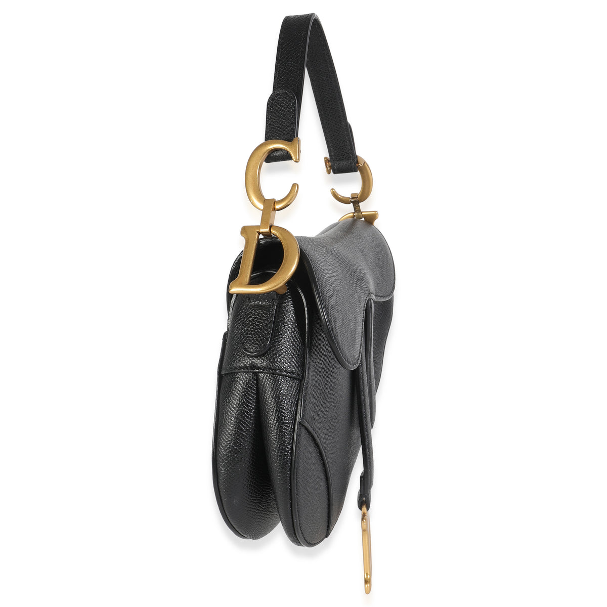 Black Grained Calfskin Mini Saddle Bag