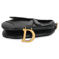 Black Grained Calfskin Mini Saddle Bag