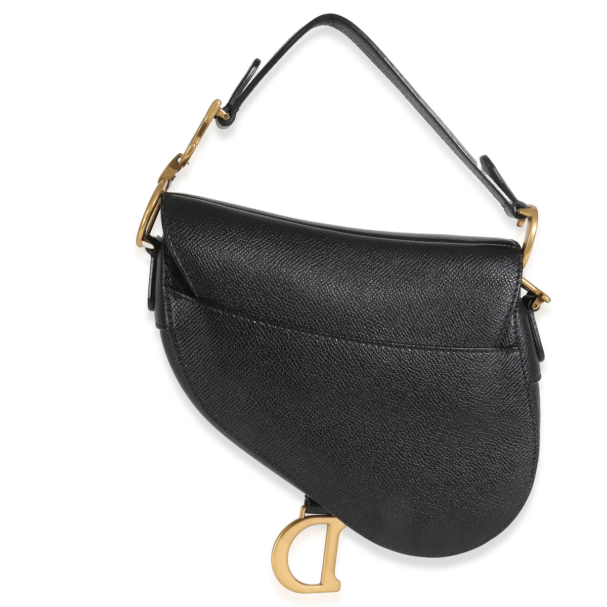 Black Grained Calfskin Mini Saddle Bag